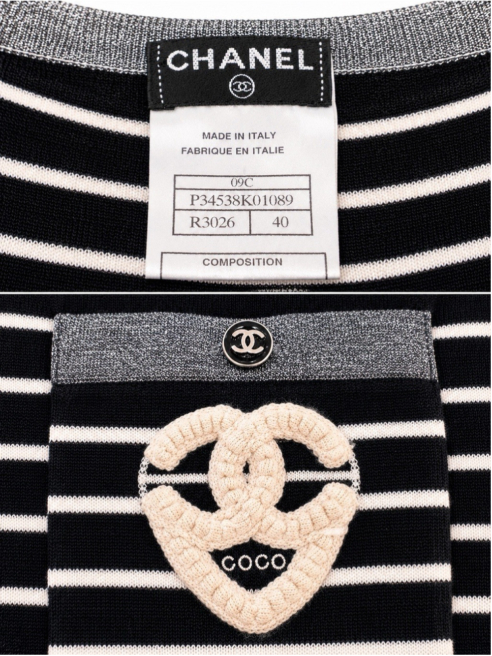 CHANEL 09C Cashmere Silk Twin Set Cardigan Tank Top CC Heart Logo IT 40 - Picture 4 of 10